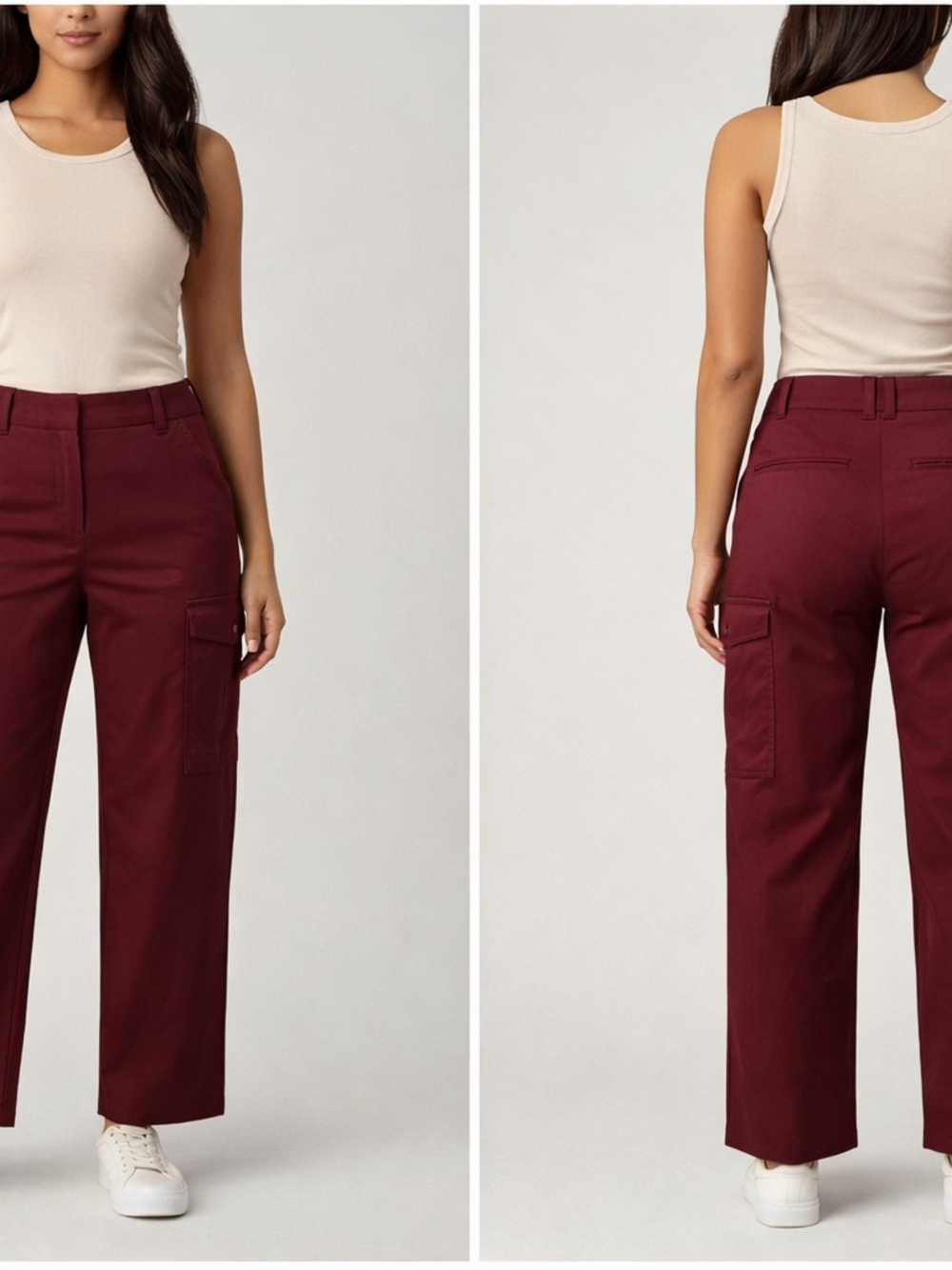 Chico’s Burgundy Straight Leg Crop Cargo Pants Size 1R (US 8) NWT